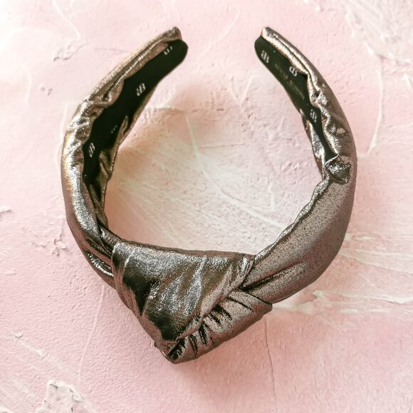 Alicia Bonnie The Precious Metals Bronze Metallic Faux Leather Knotted Headband - Picture 1 of 3